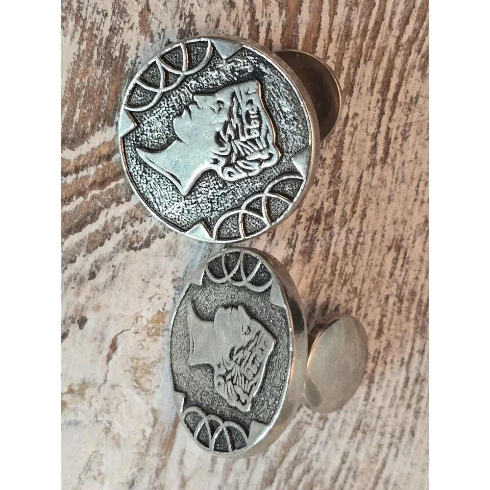 Vintage Roman Coin Style Cufflinks Silver Tone Men's Jewelry #386